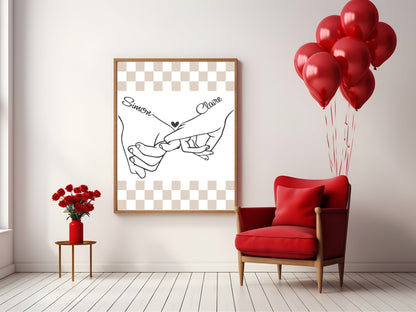 Personalised Pinkie Promise Print | Romantic Wall Art