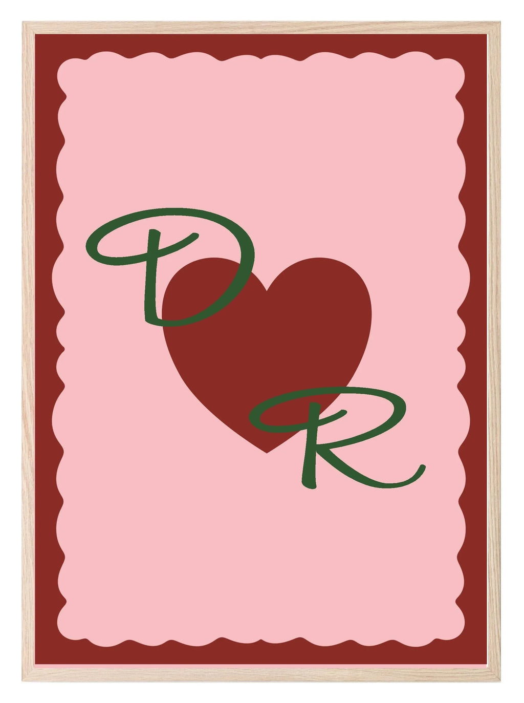 Personalised Initials Love Heart Print | Romantic Wall Art - Larosier Prints