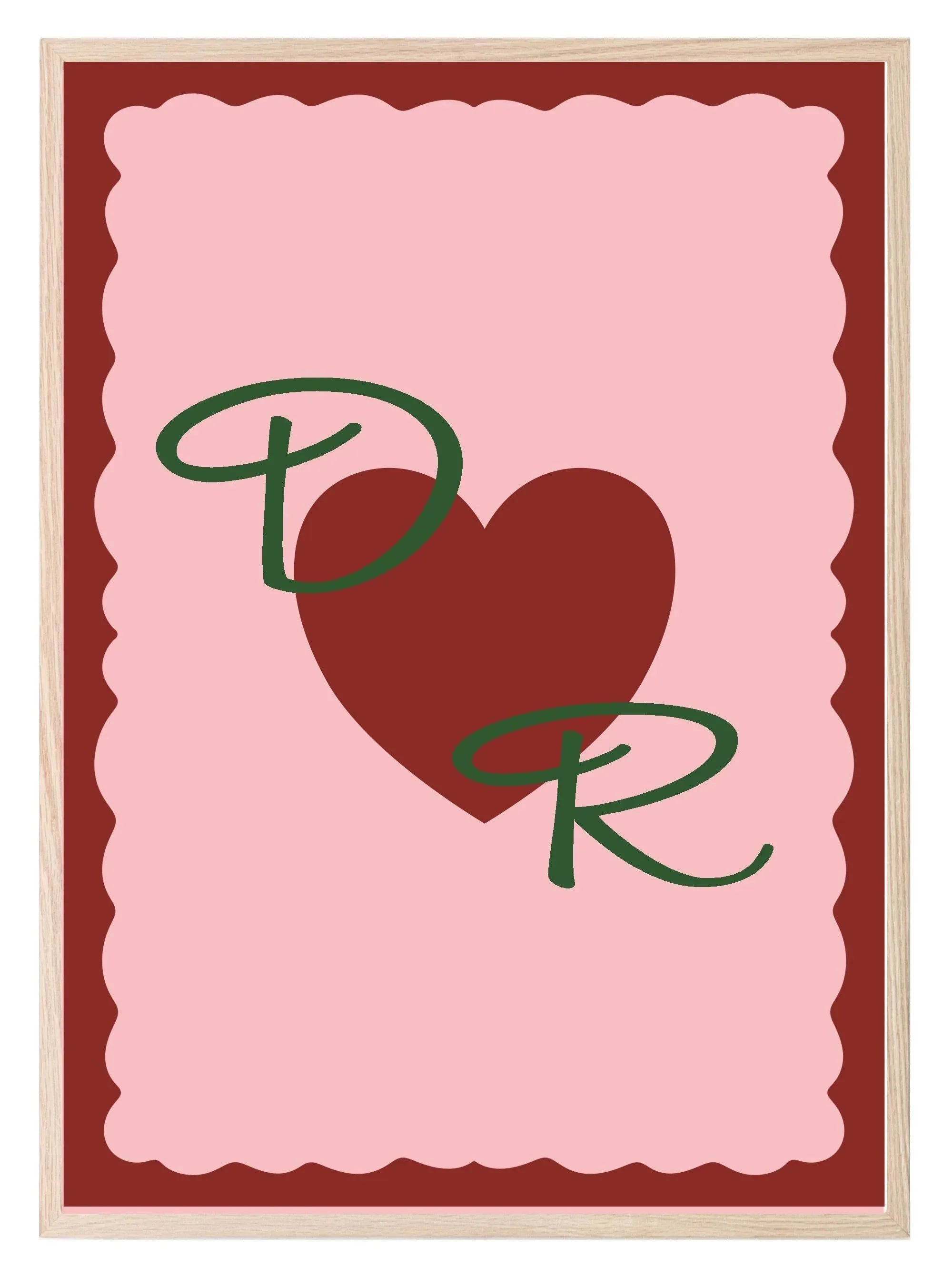 Personalised Initials Love Heart Print | Romantic Wall Art - Larosier Prints