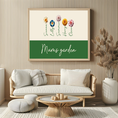 Personalised Flowers Print | Family Wall Art