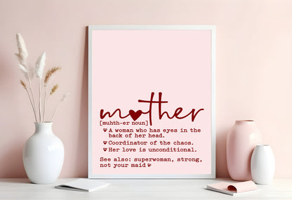 Mother Definition Print | Mother's Day Wall Art