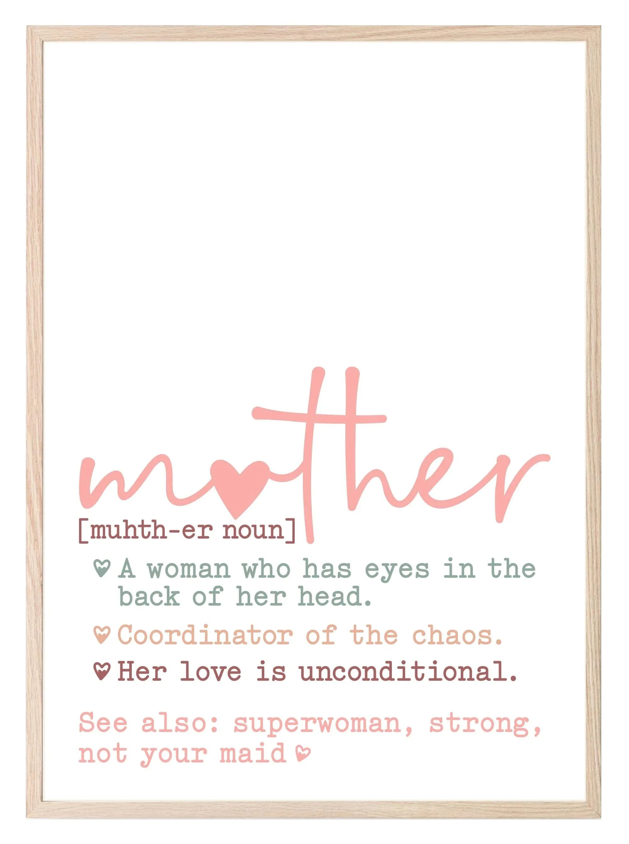 Mother Definition Print | Mother's Day Wall Art - Larosier Prints
