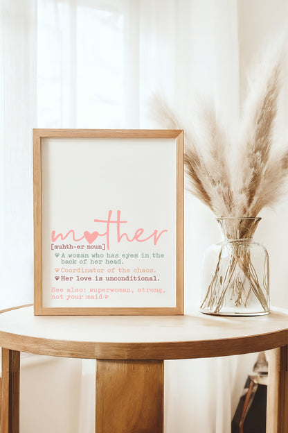 Mother Definition Print | Mother's Day Wall Art