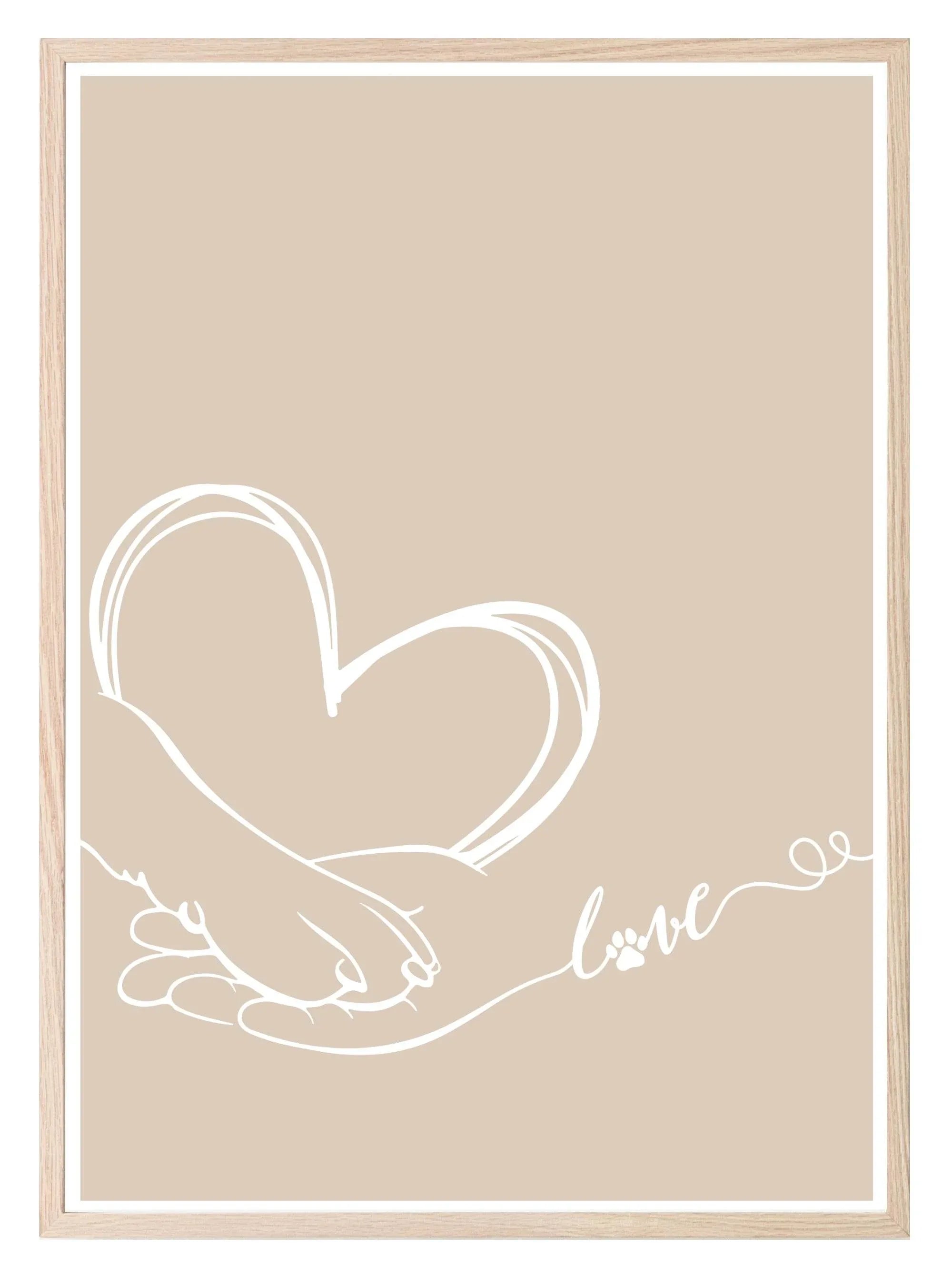 Paw In Hand Print | Pet Parents | Mother's Day | Line Art - Larosier Prints
