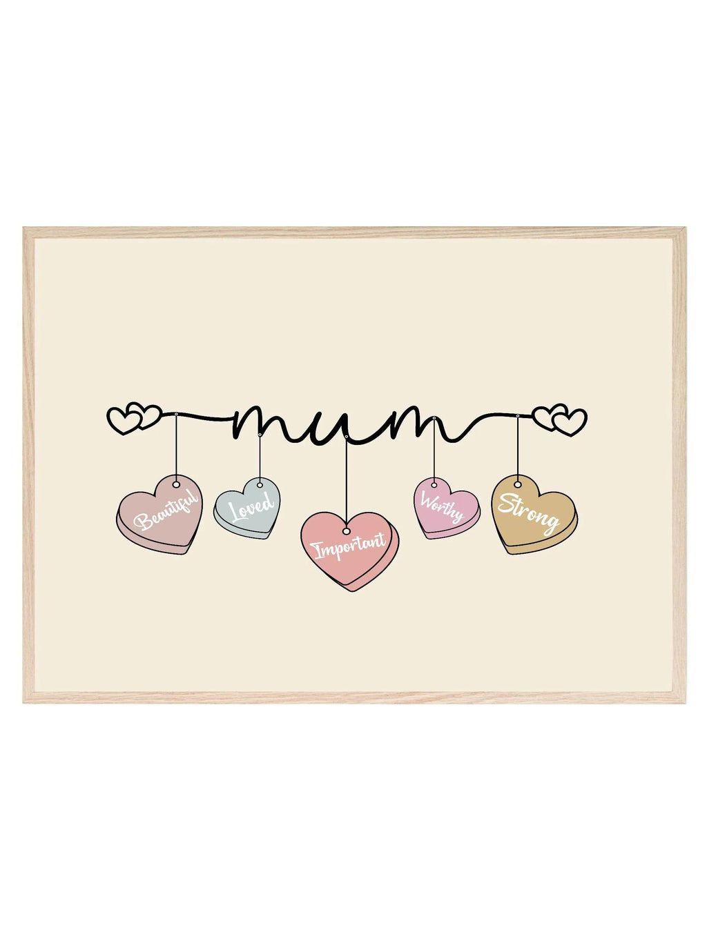 Mum Love Hearts Print | Mother's Day Wall Art - Larosier Prints