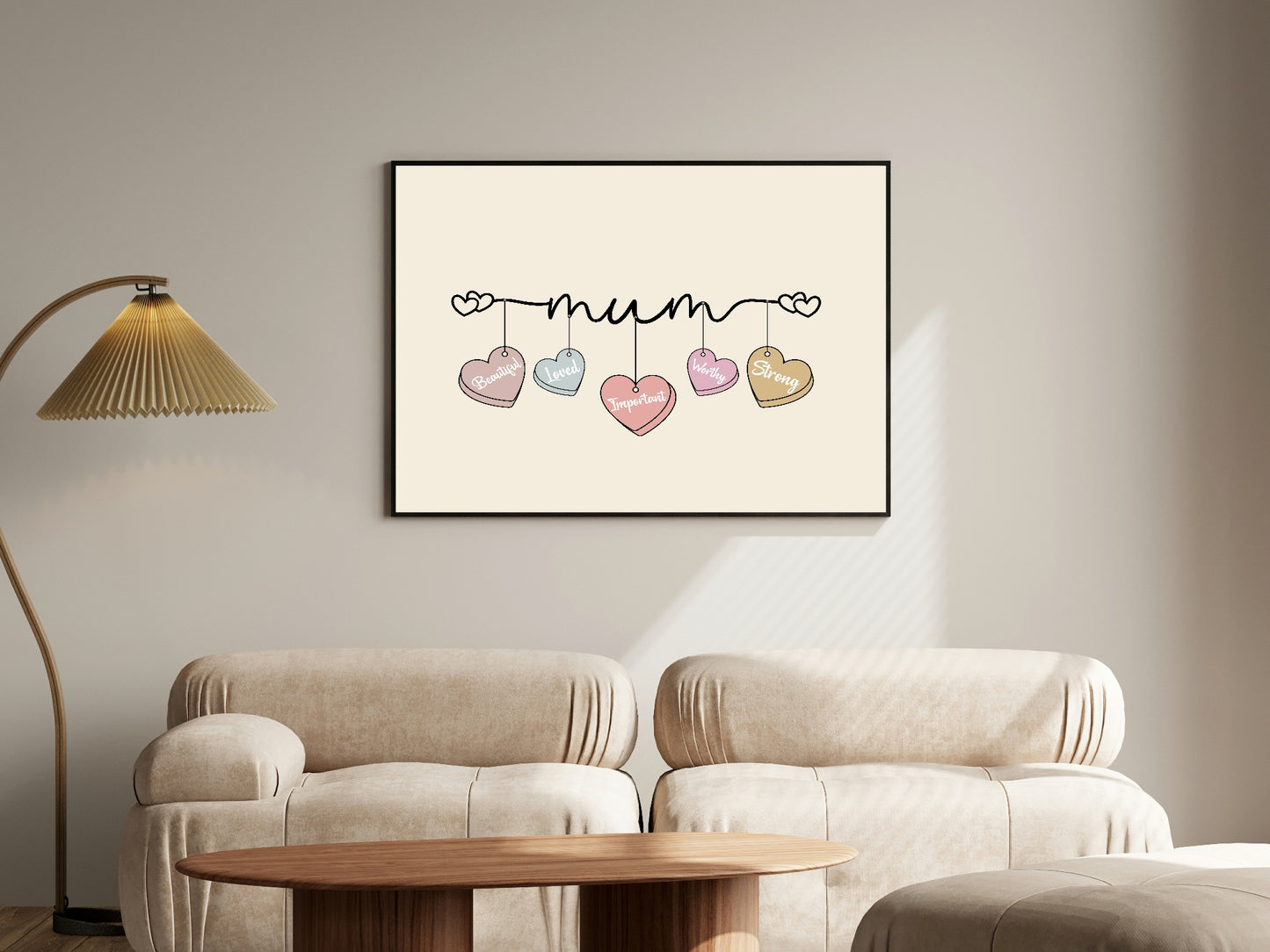 Mum Love Hearts Print | Mother's Day Wall Art