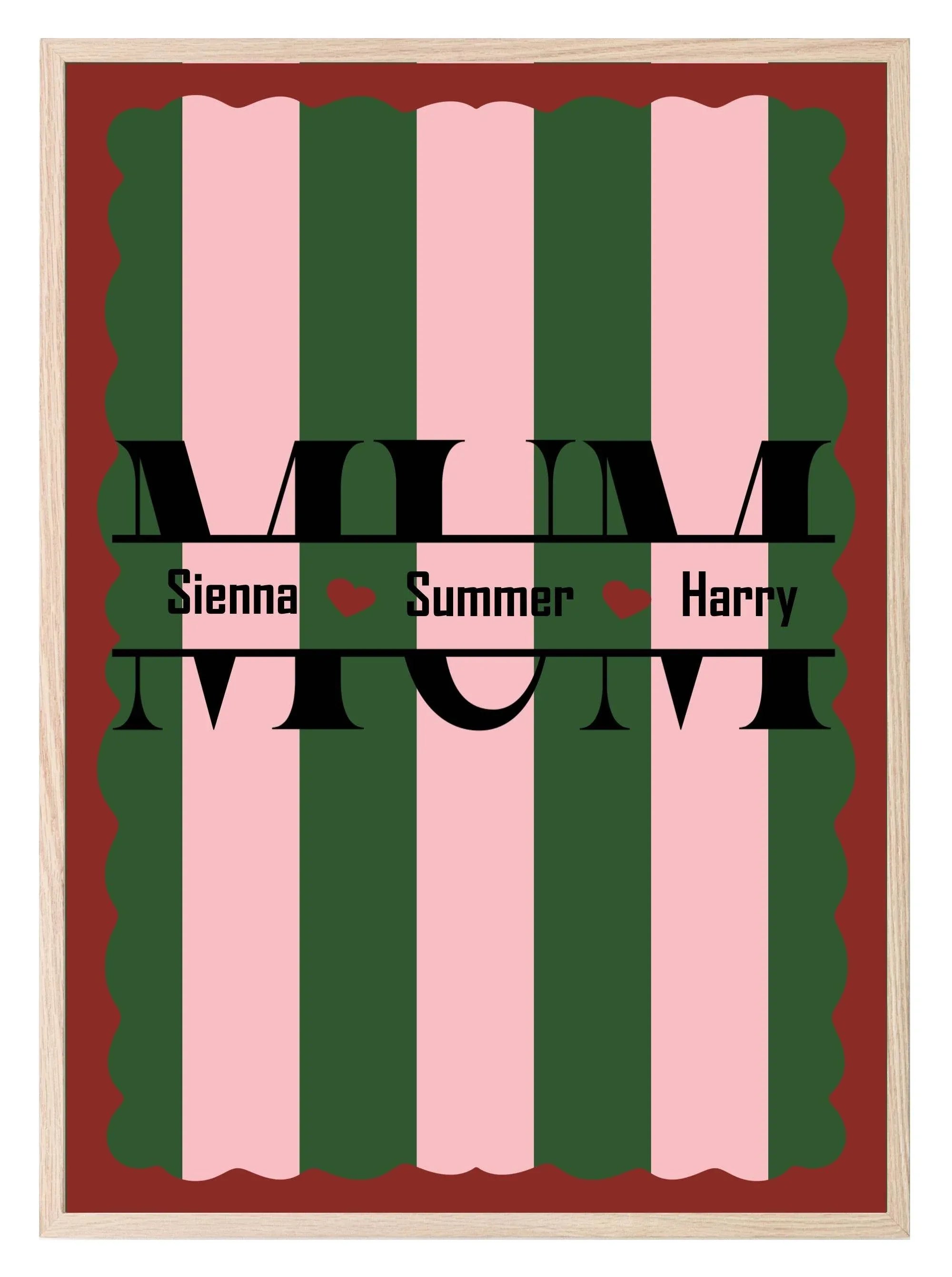 Personalised Stripe Mum Print | Family Wall Art - Larosier Prints