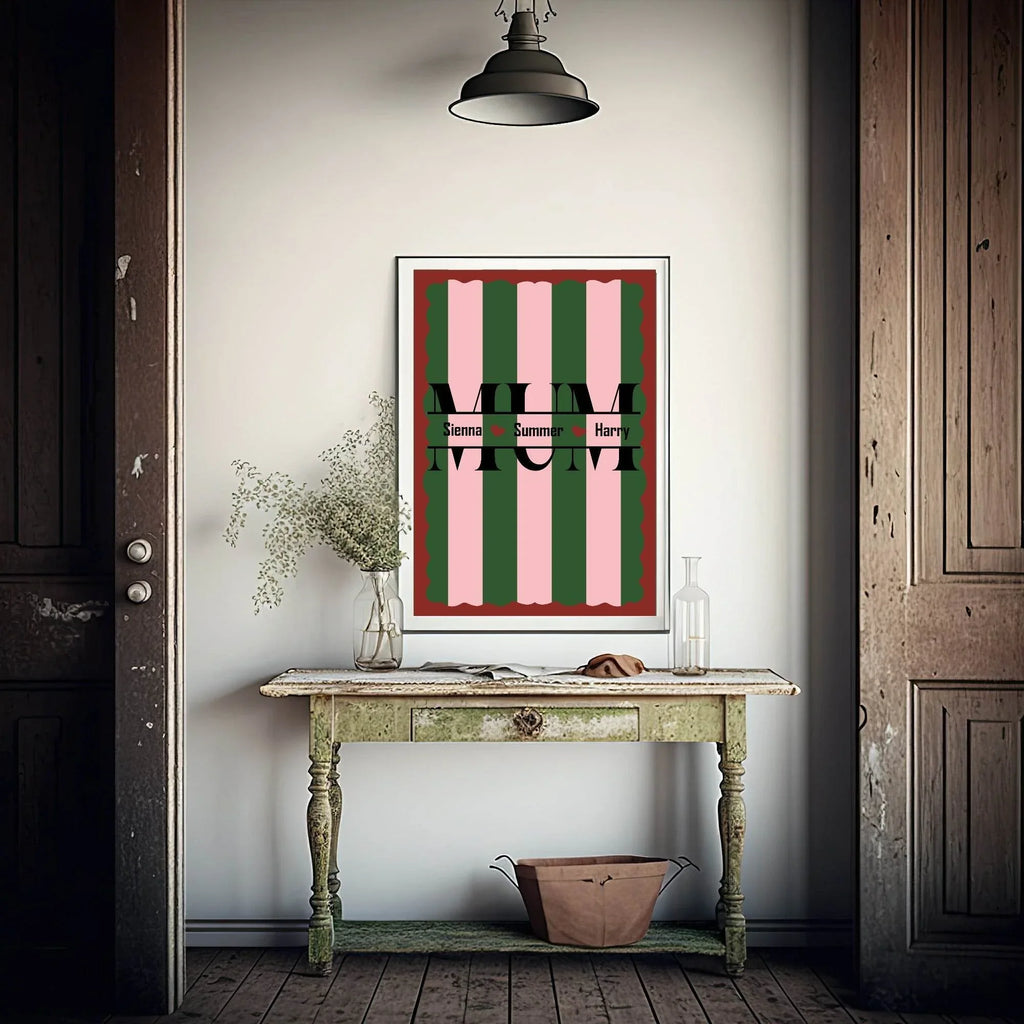 Personalised Stripe Mum Print | Family Wall Art - Larosier Prints