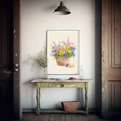 Spring Basket Print | Spring Collection | Floral Wall Art