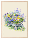 Floral Wheelbarrow Print | Spring Collection Wall Art - Larosier Prints