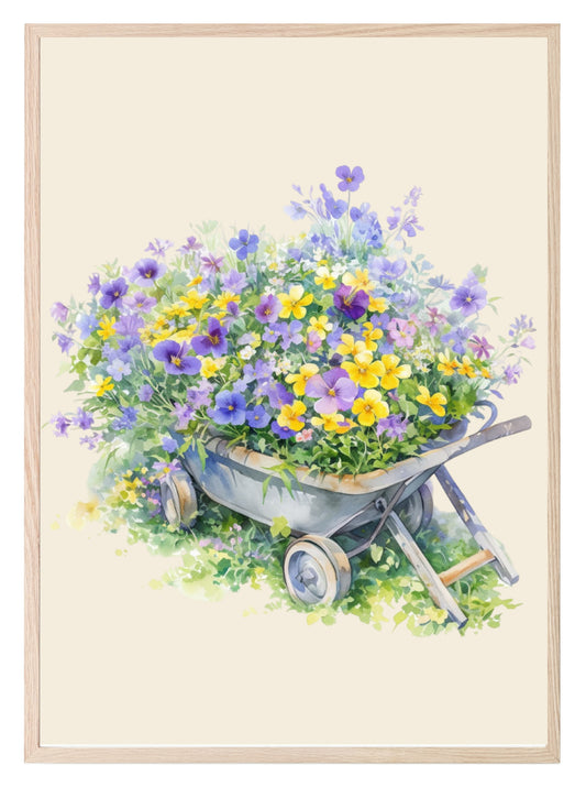 Floral Wheelbarrow Print | Spring Collection Wall Art