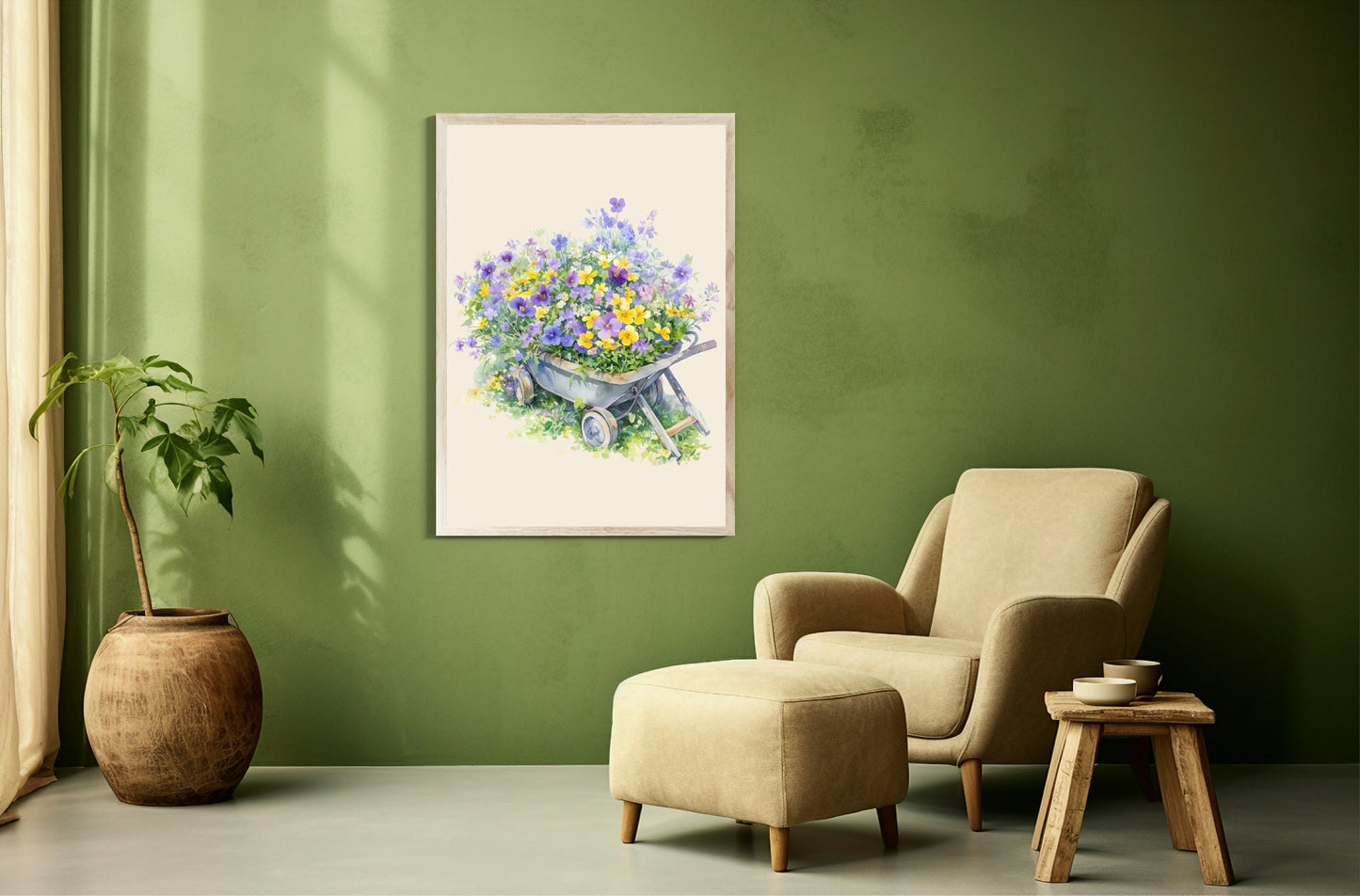 Floral Wheelbarrow Print | Spring Collection Wall Art