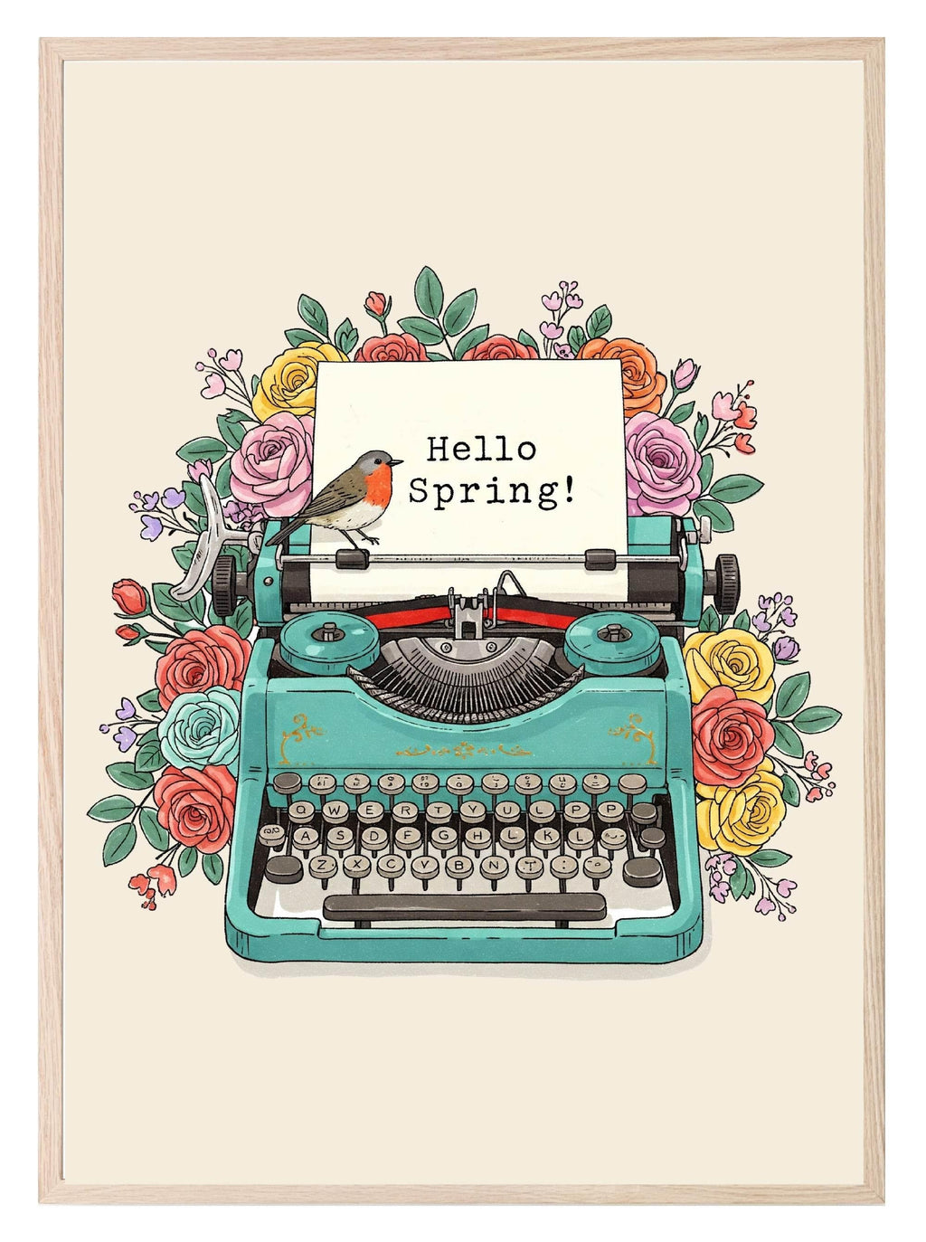 Floral Typewriter Print | Spring Collection Wall Art - Larosier Prints