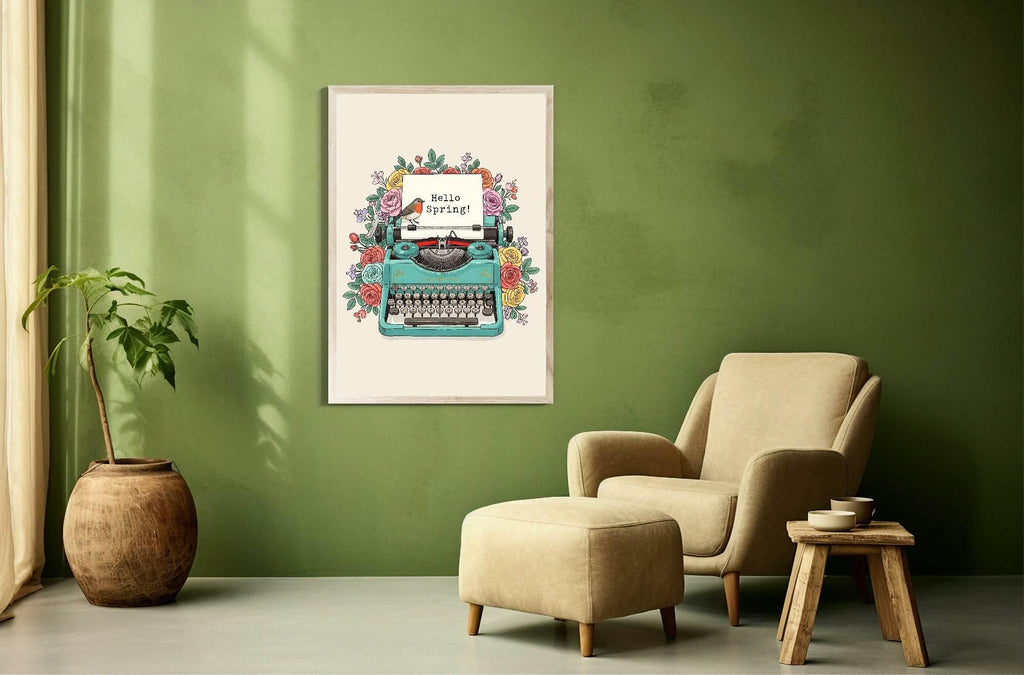 Floral Typewriter Print | Spring Collection Wall Art - Larosier Prints