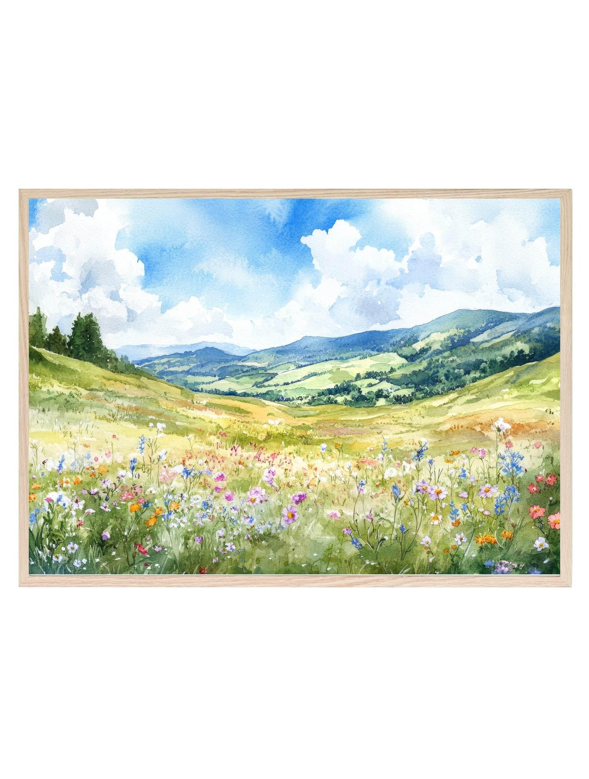 Spring Landscape Prints | Floral Hills | Spring Collection Wall Art - Larosier Prints