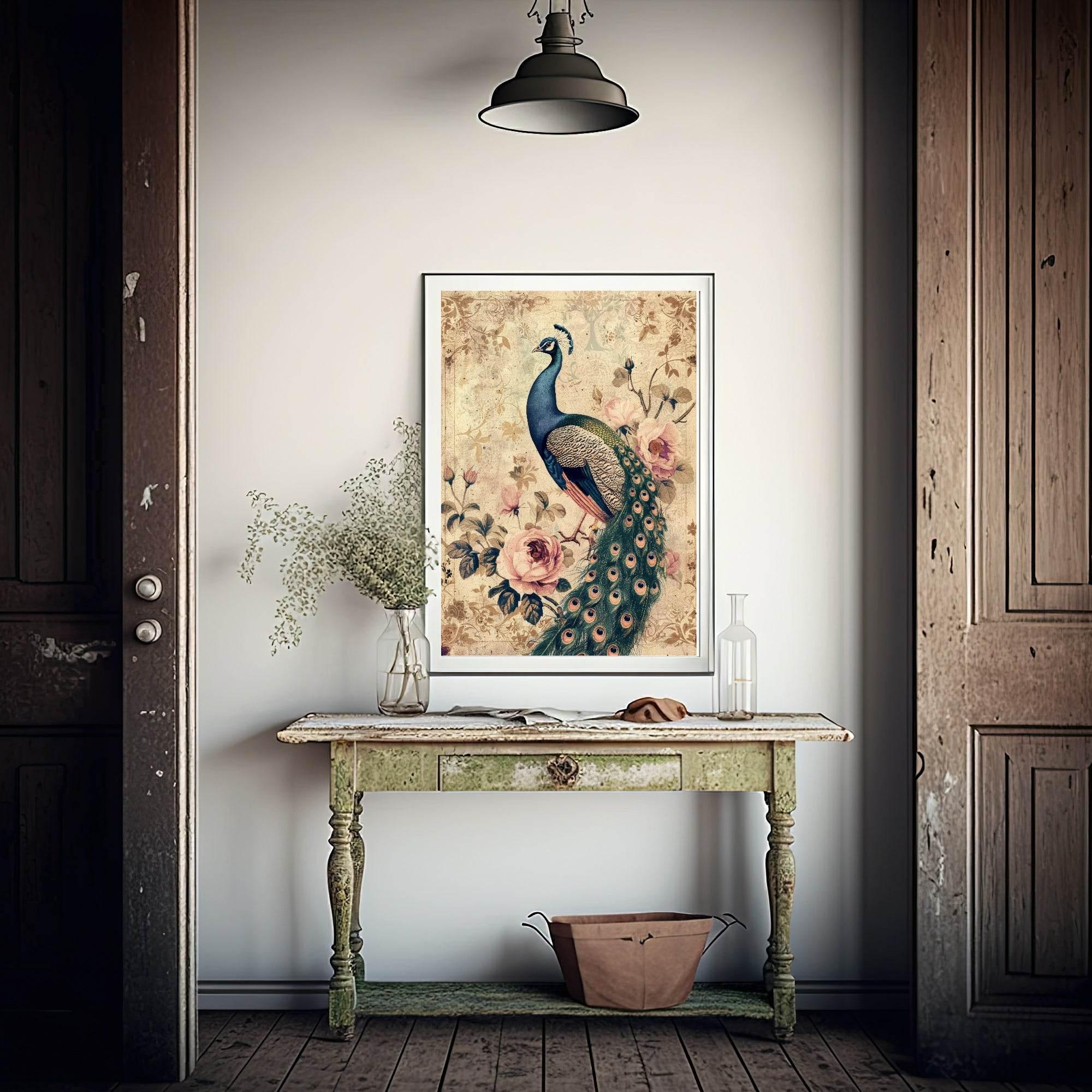 Vintage Peacock Prints | Floral | Spring Collection Wall Art - Larosier Prints