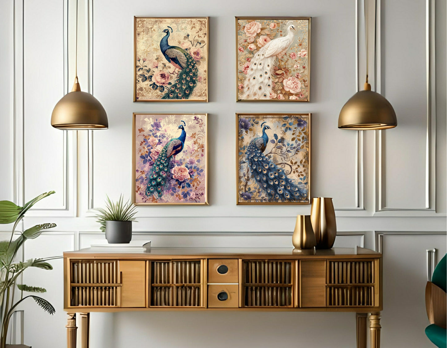 Vintage Peacock Prints | Floral | Spring Collection Wall Art