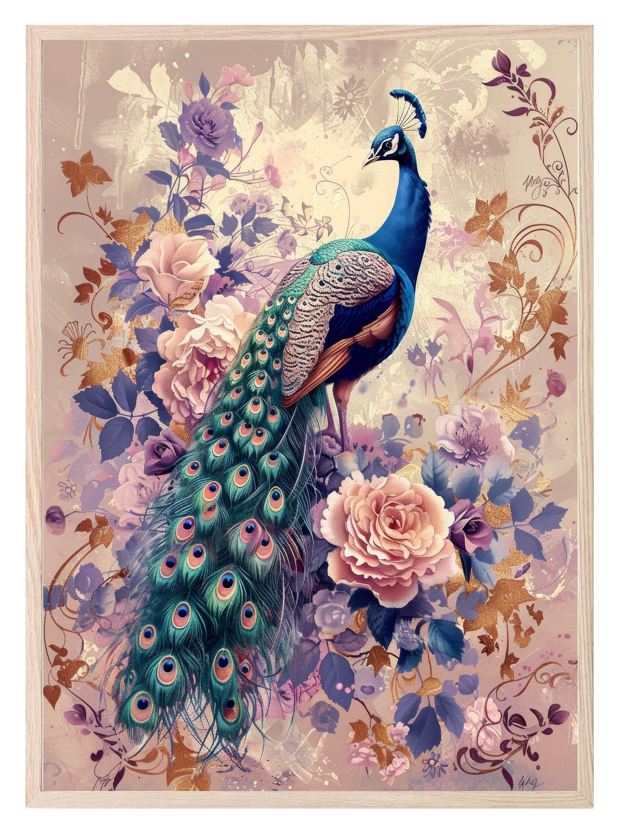Vintage Peacock Prints | Floral | Spring Collection Wall Art - Larosier Prints
