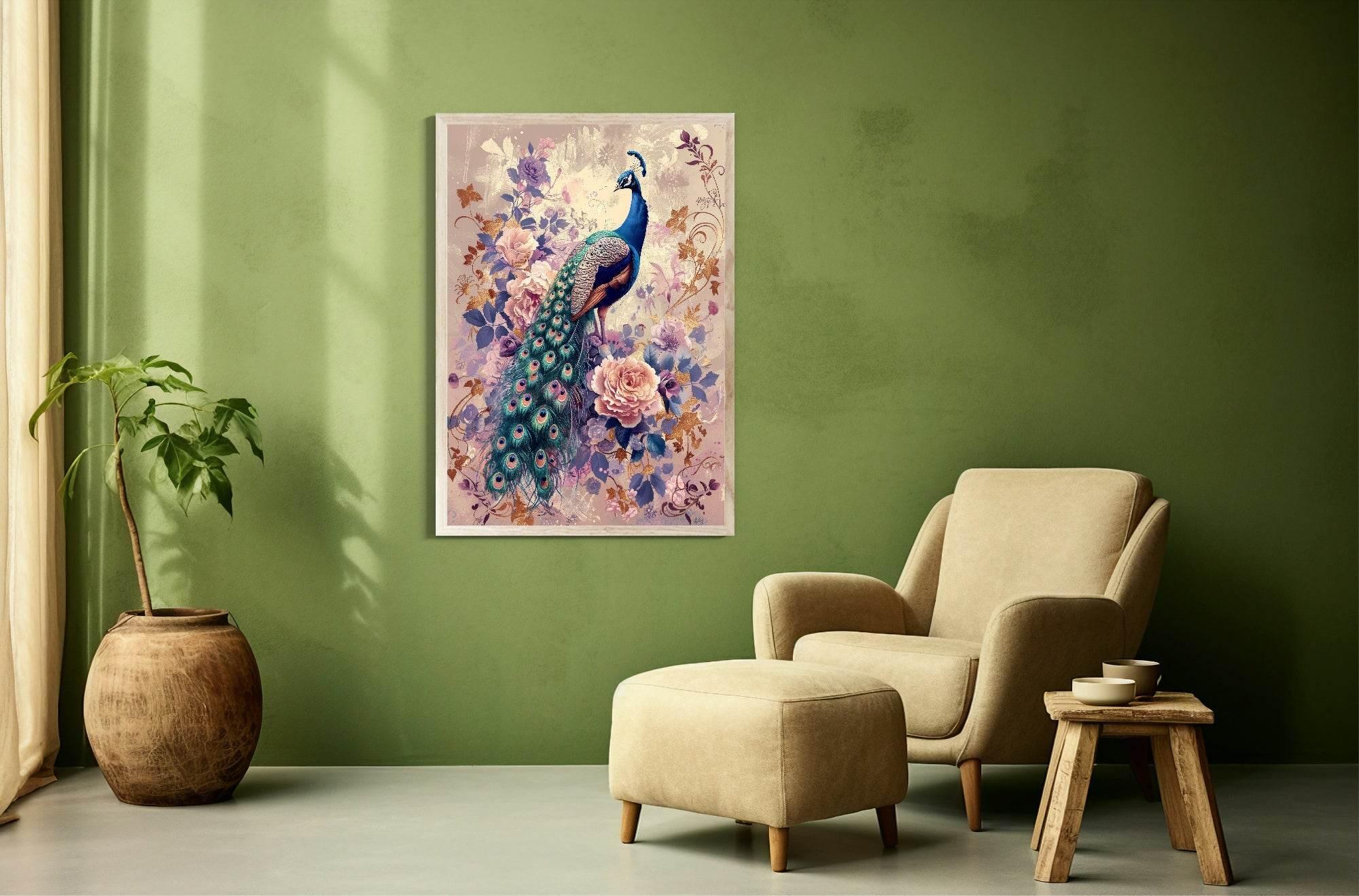 Vintage Peacock Prints | Floral | Spring Collection Wall Art - Larosier Prints