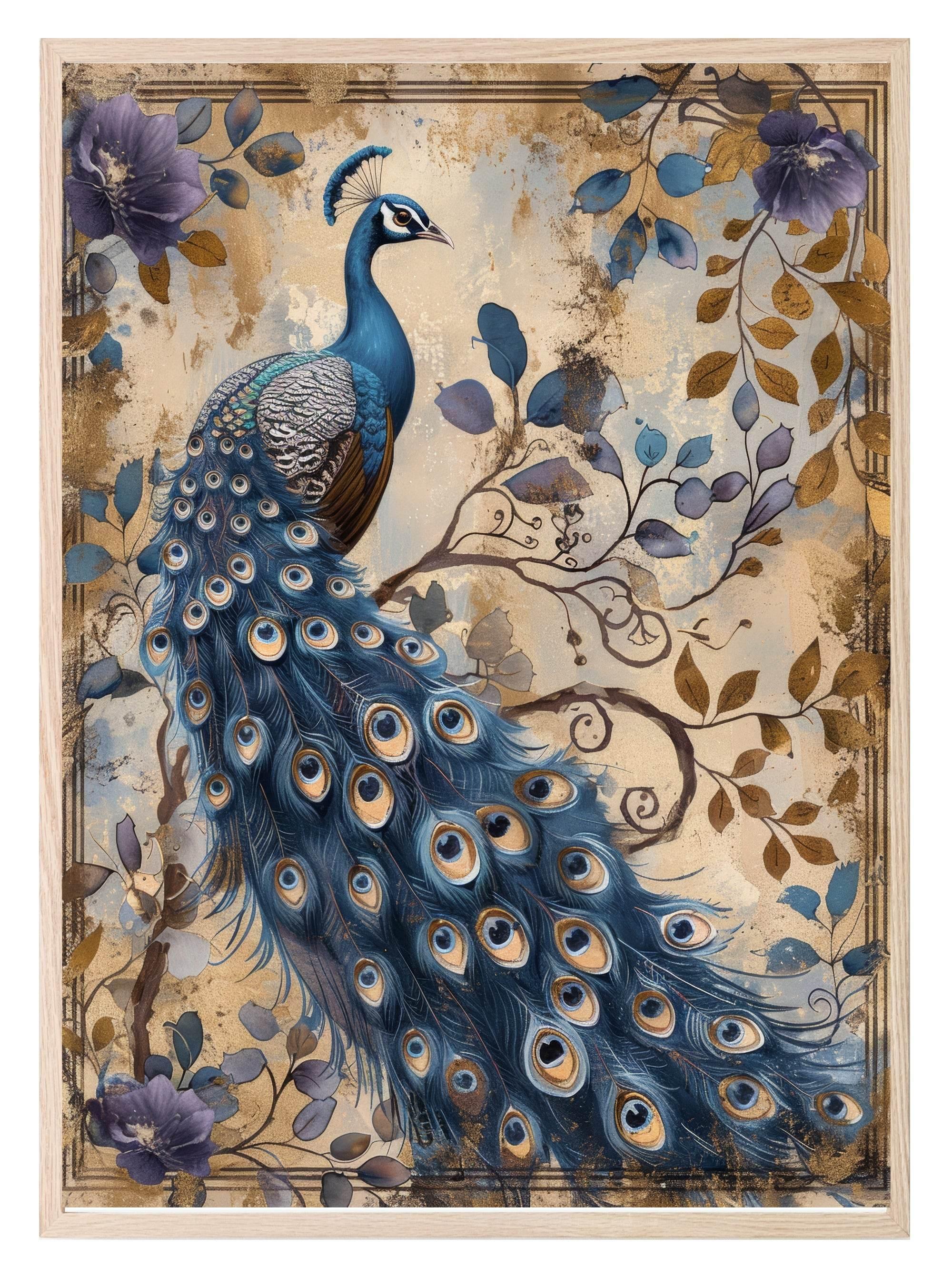 Vintage Peacock Prints | Floral | Spring Collection Wall Art - Larosier Prints