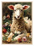 Spring Lamb Print | Vintage Style | Floral | Spring Collection Wall Art - Larosier Prints