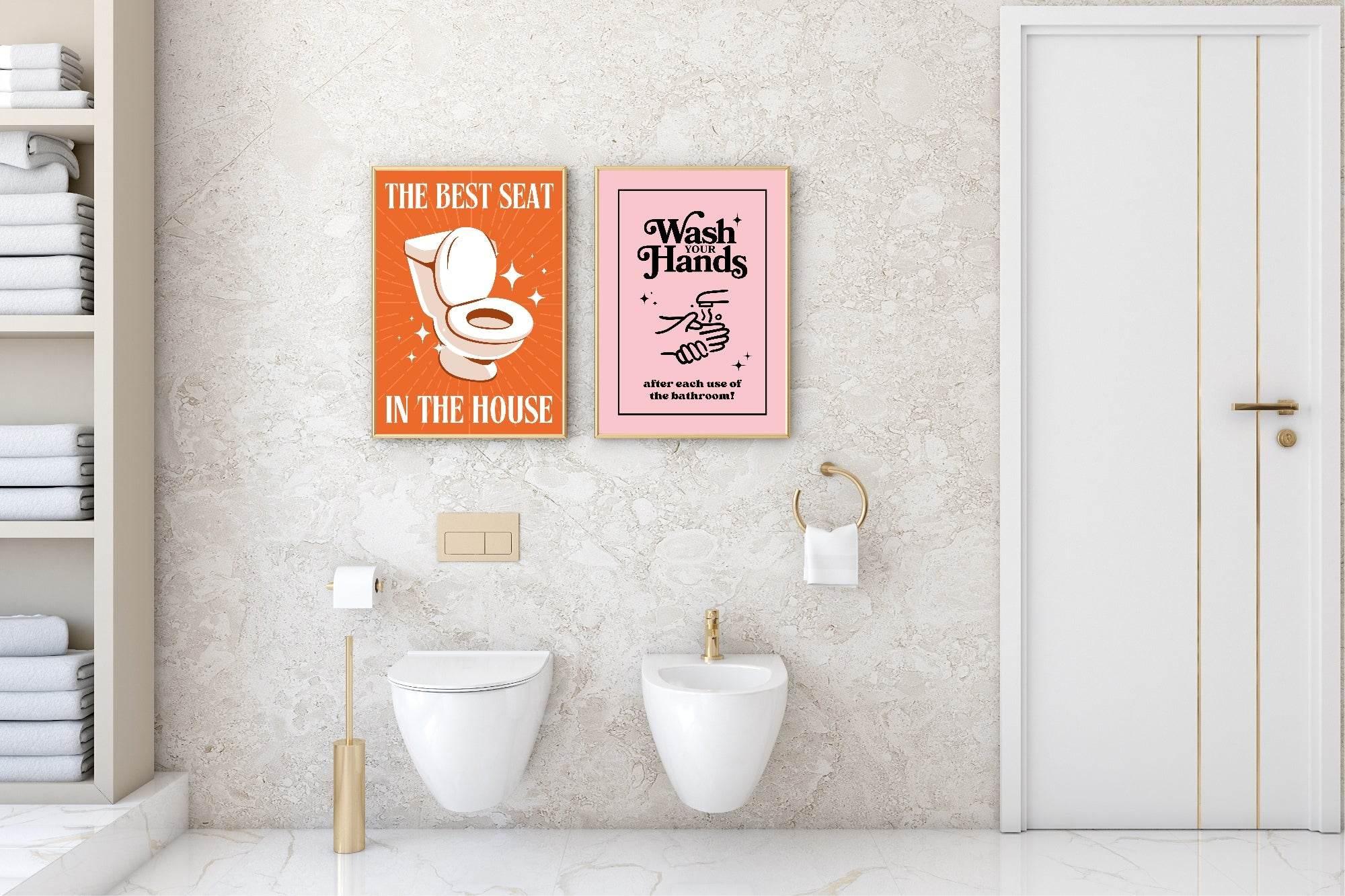 Wash Your Hands Print | Pink | Bathroom Wall Art - Larosier Prints