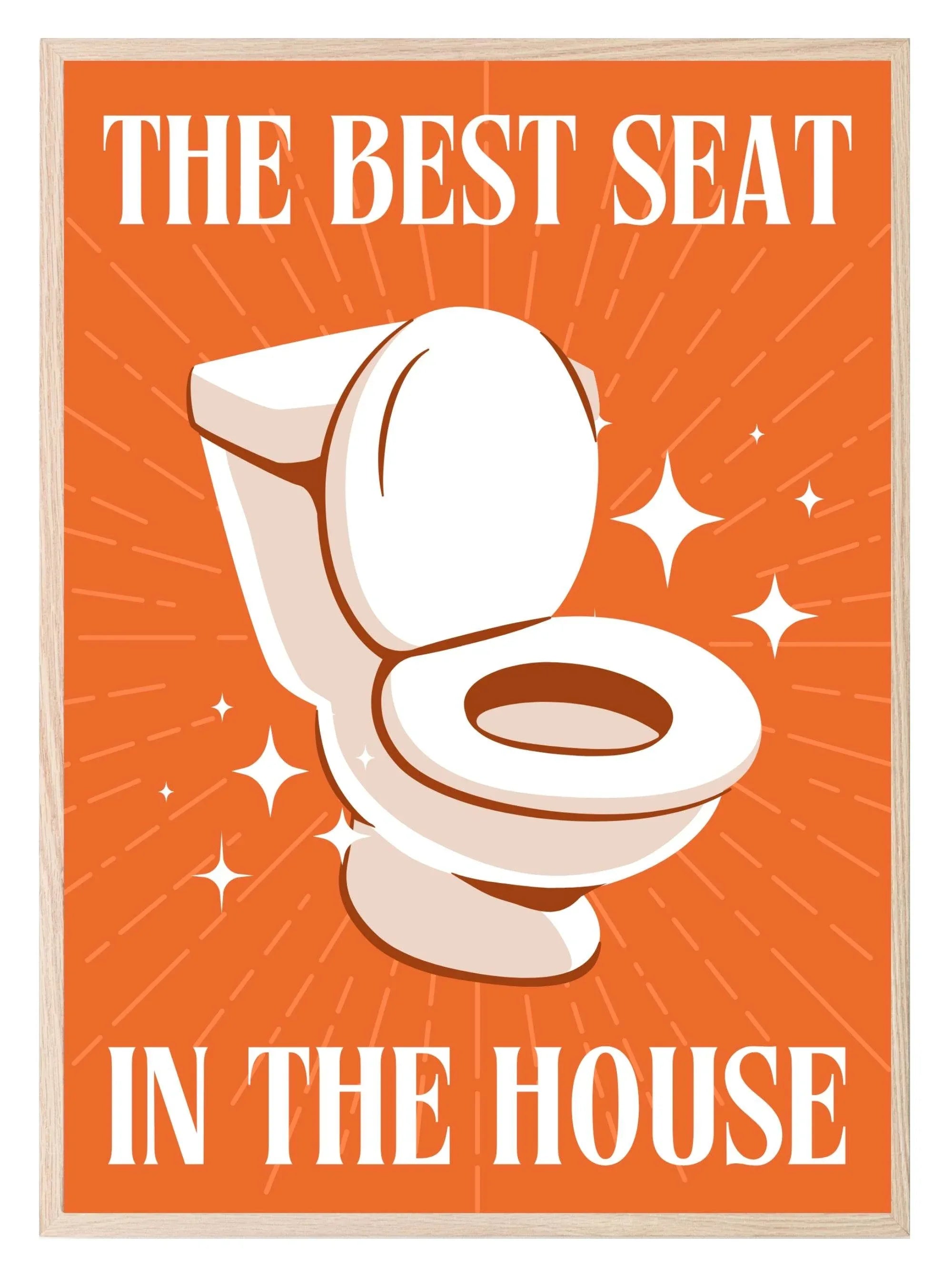 The Best Seat In The House Print | Orange | Bathroom Wall Art - Larosier Prints