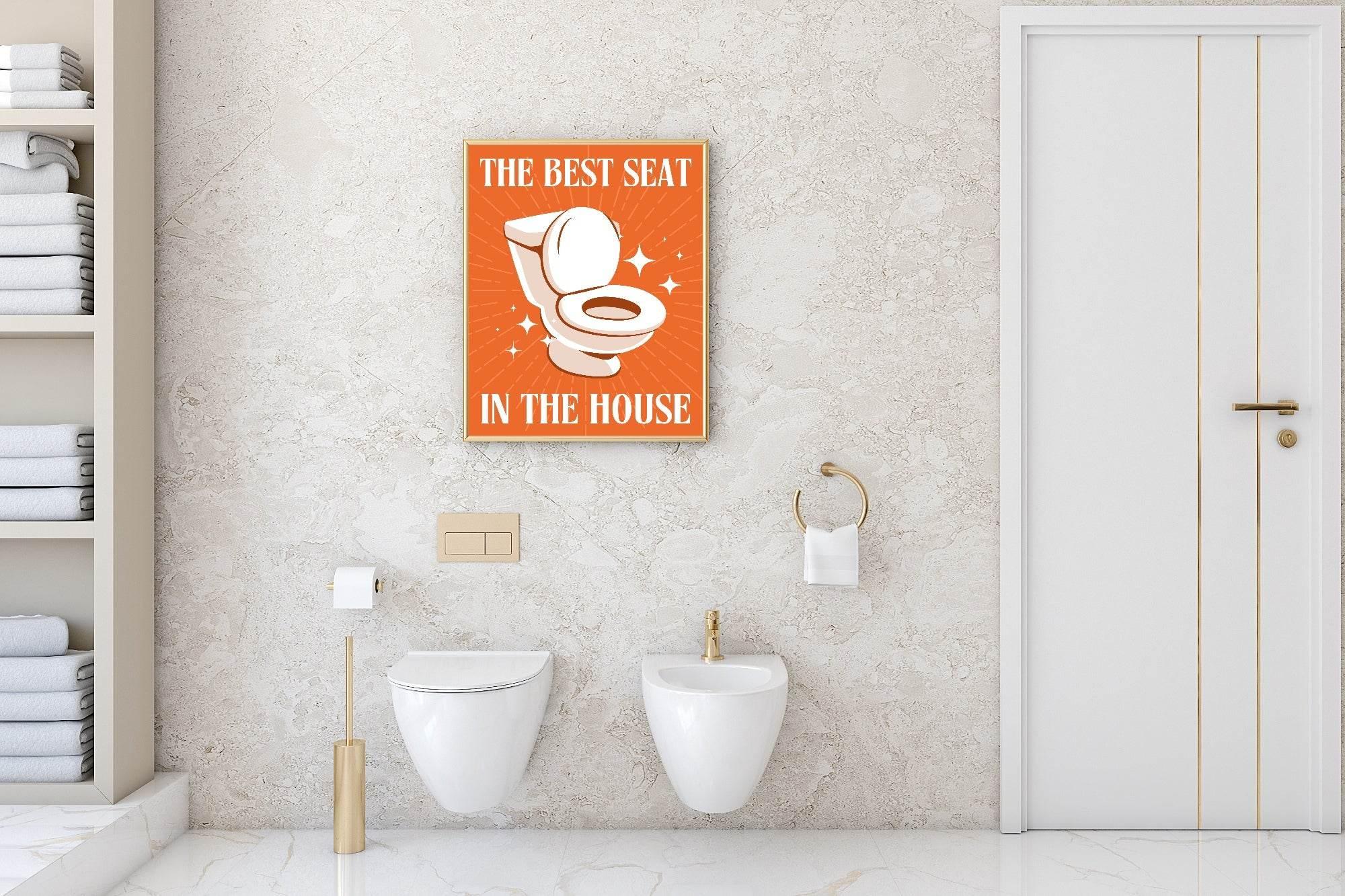 The Best Seat In The House Print | Orange | Bathroom Wall Art - Larosier Prints