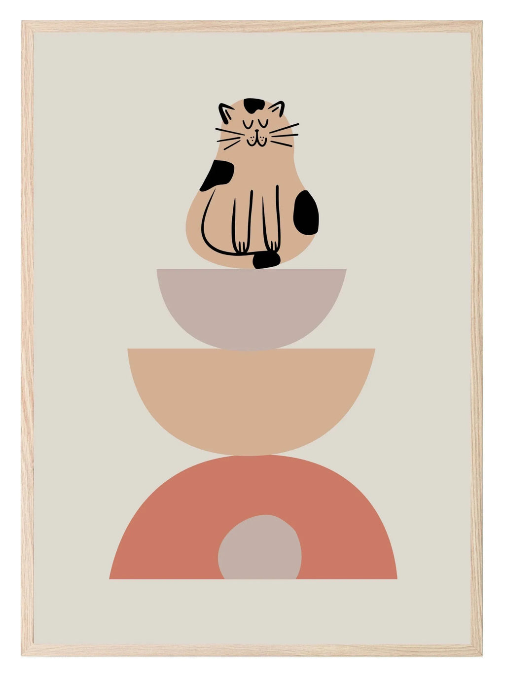 Abstract Shapes & Cat Print | Kids Wall Art - Larosier Prints