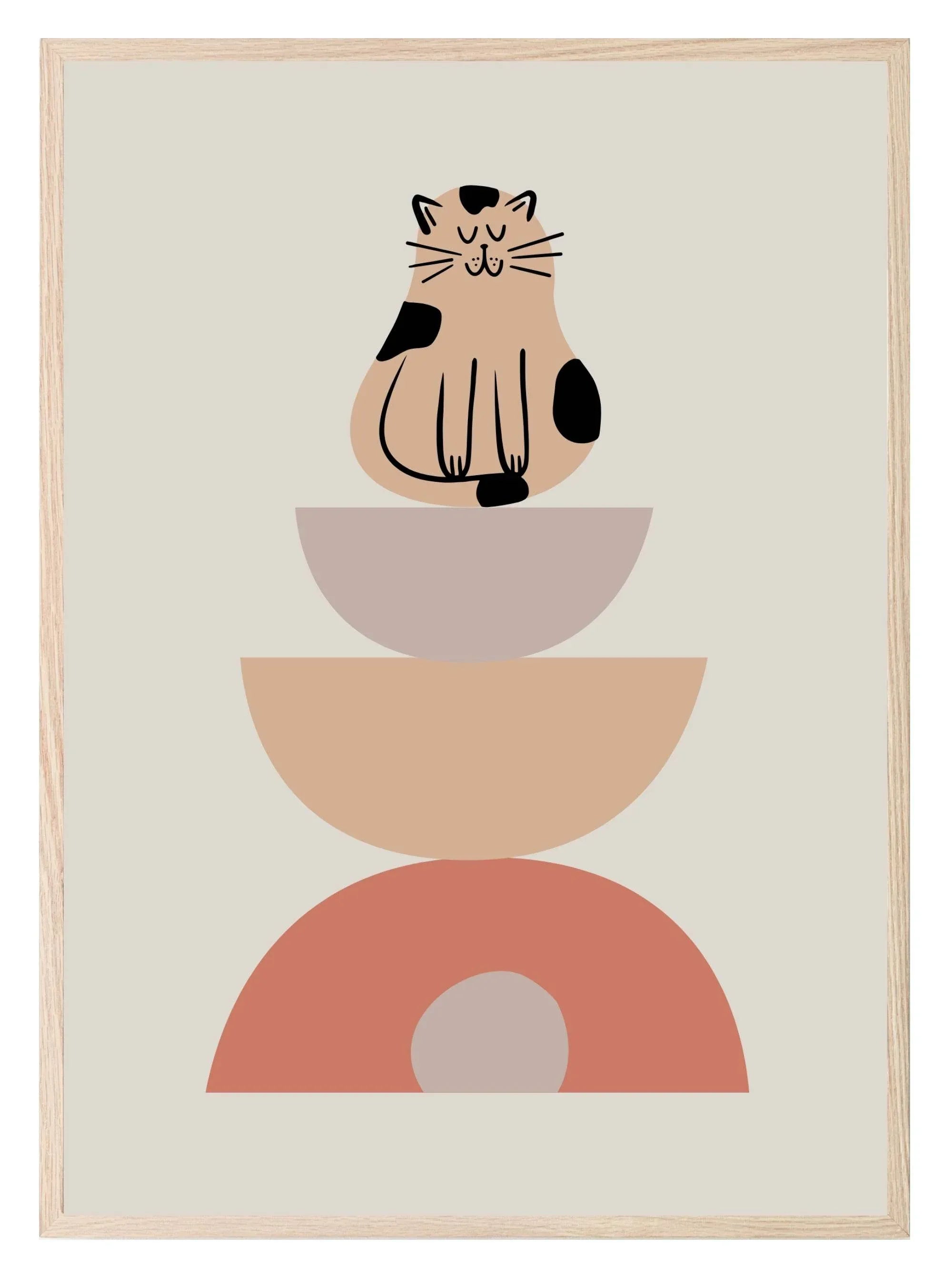 Abstract Shapes & Cat Print | Kids Wall Art - Larosier Prints