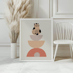 Abstract Shapes & Cat Print | Kids Wall Art - Larosier Prints