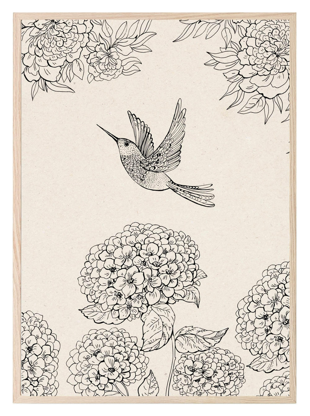 Humming Bird Print | Monochrome Wall Art - Larosier Prints