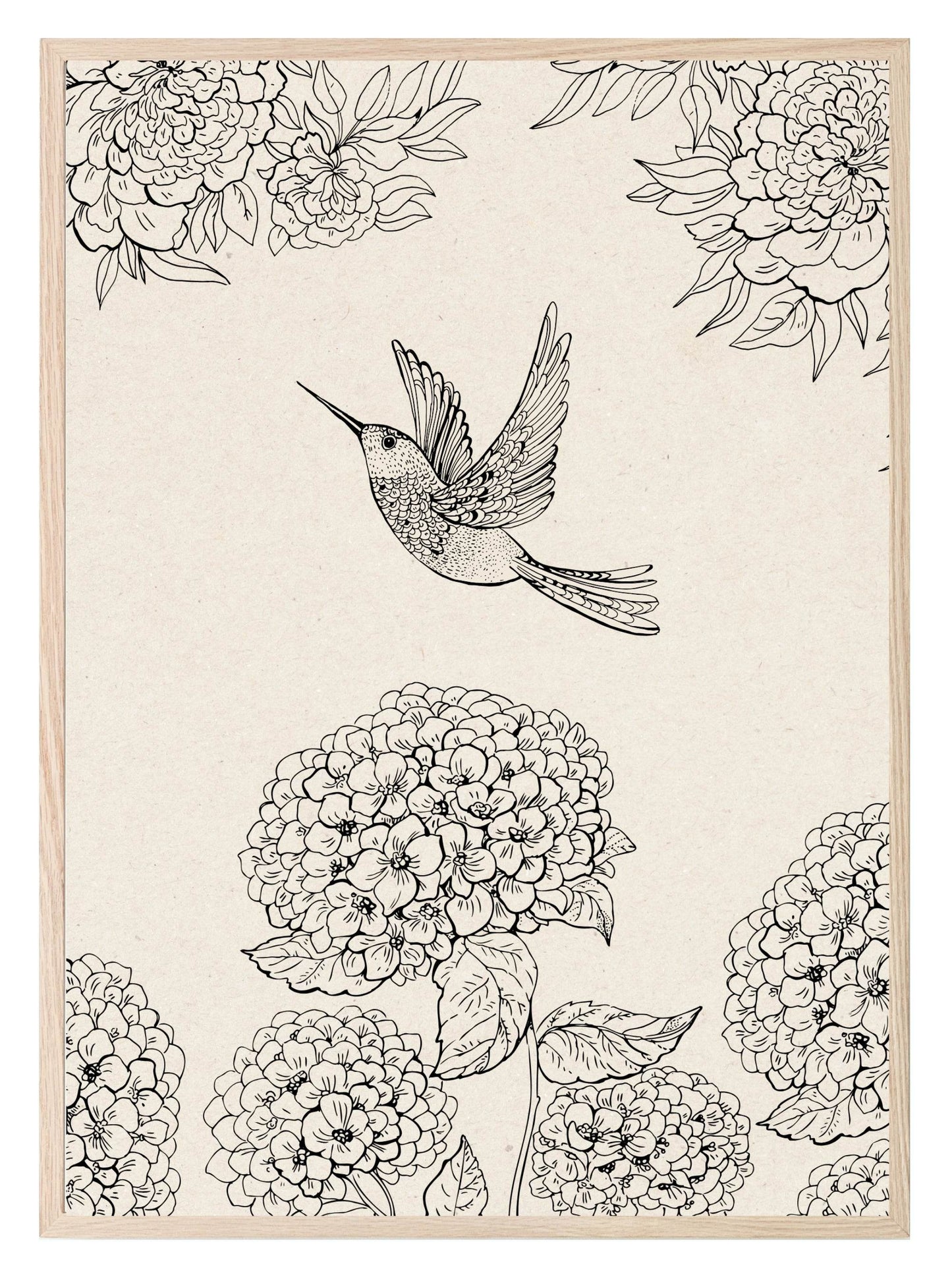 Humming Bird Print | Monochrome Wall Art