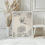 Humming Bird Print | Monochrome Wall Art - Larosier Prints