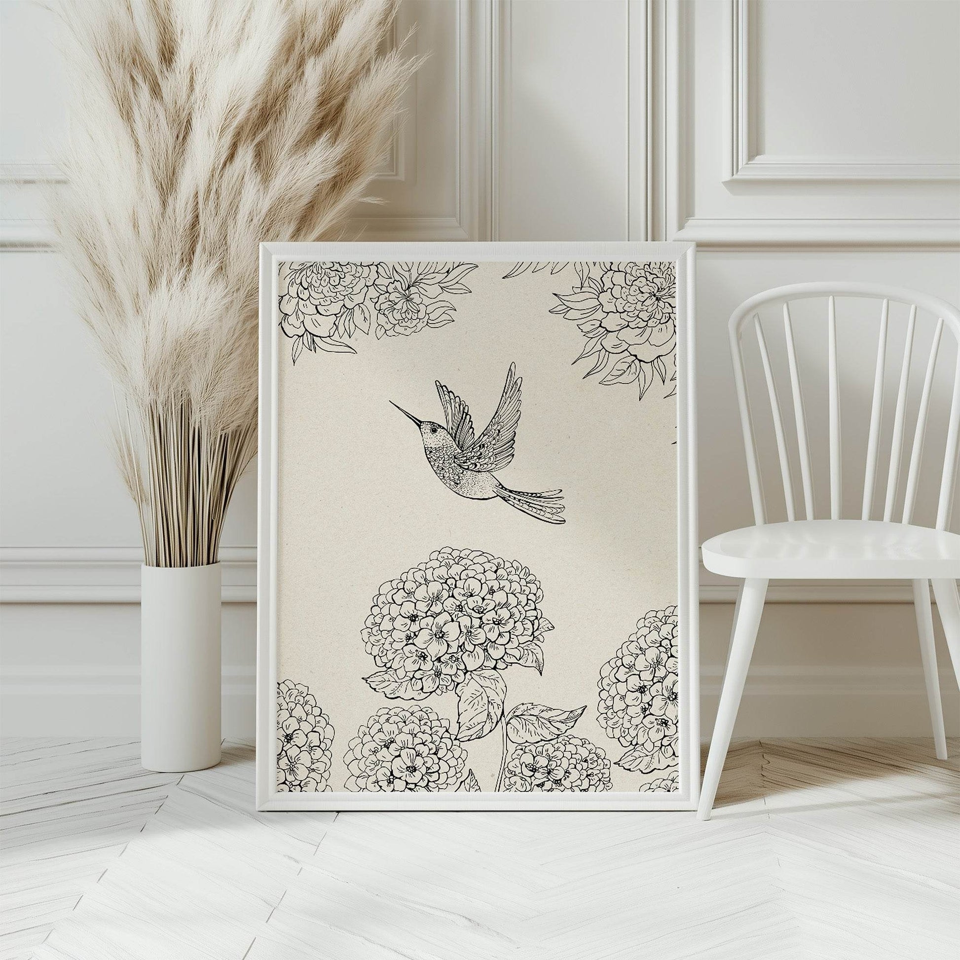 Humming Bird Print | Monochrome Wall Art