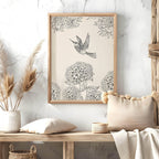 Humming Bird Print | Monochrome Wall Art - Larosier Prints