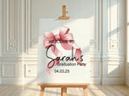 Pink Bow Welcome Graduation Party Sign - Larosier Prints