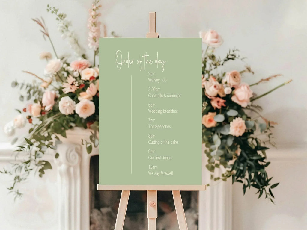 Willow Order Of The Day Wedding Party Sign - Larosier Prints