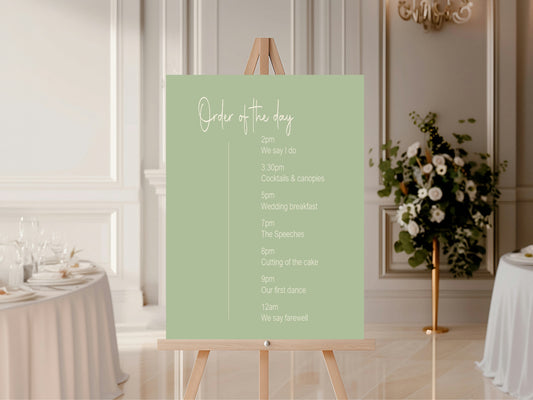 Willow Order Of The Day Wedding Party Sign