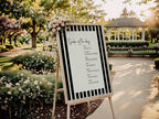 Black & White Stripe Order Of The Day Wedding Party Sign - Larosier Prints