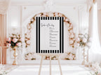 Black & White Stripe Order Of The Day Wedding Party Sign - Larosier Prints