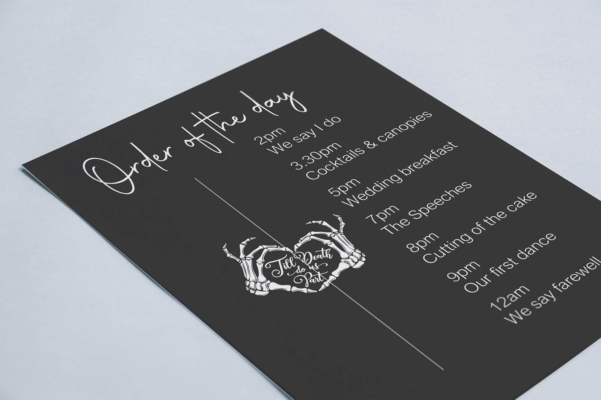 Gothic Order Of The Day Wedding Party Sign