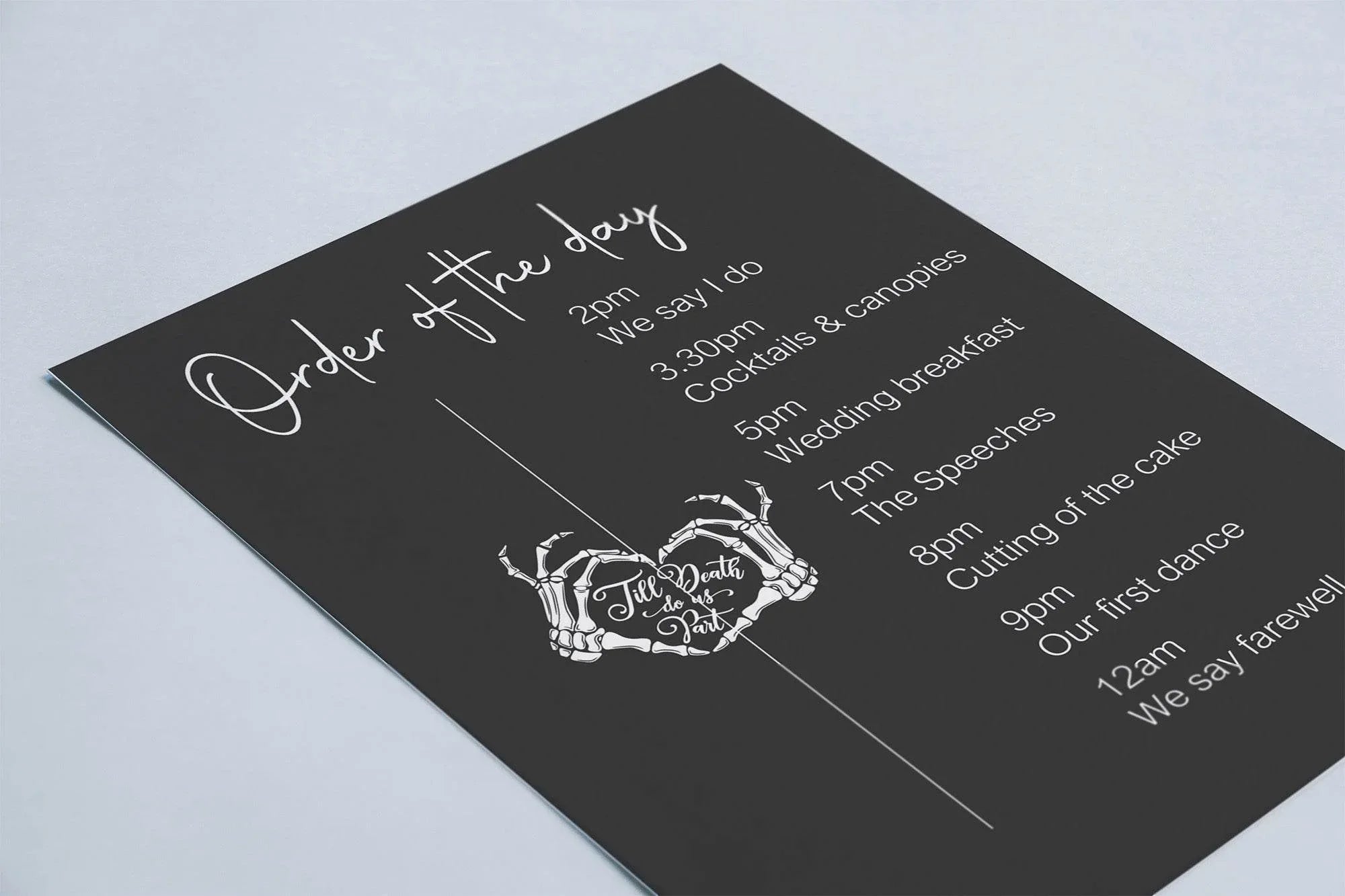 Gothic Order Of The Day Wedding Party Sign - Larosier Prints