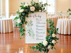 Green & White Rose Order Of The Day Wedding Party Sign - Larosier Prints