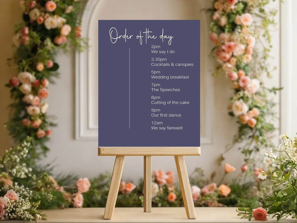 Sapphire Order Of The Day Wedding Party Sign - Larosier Prints