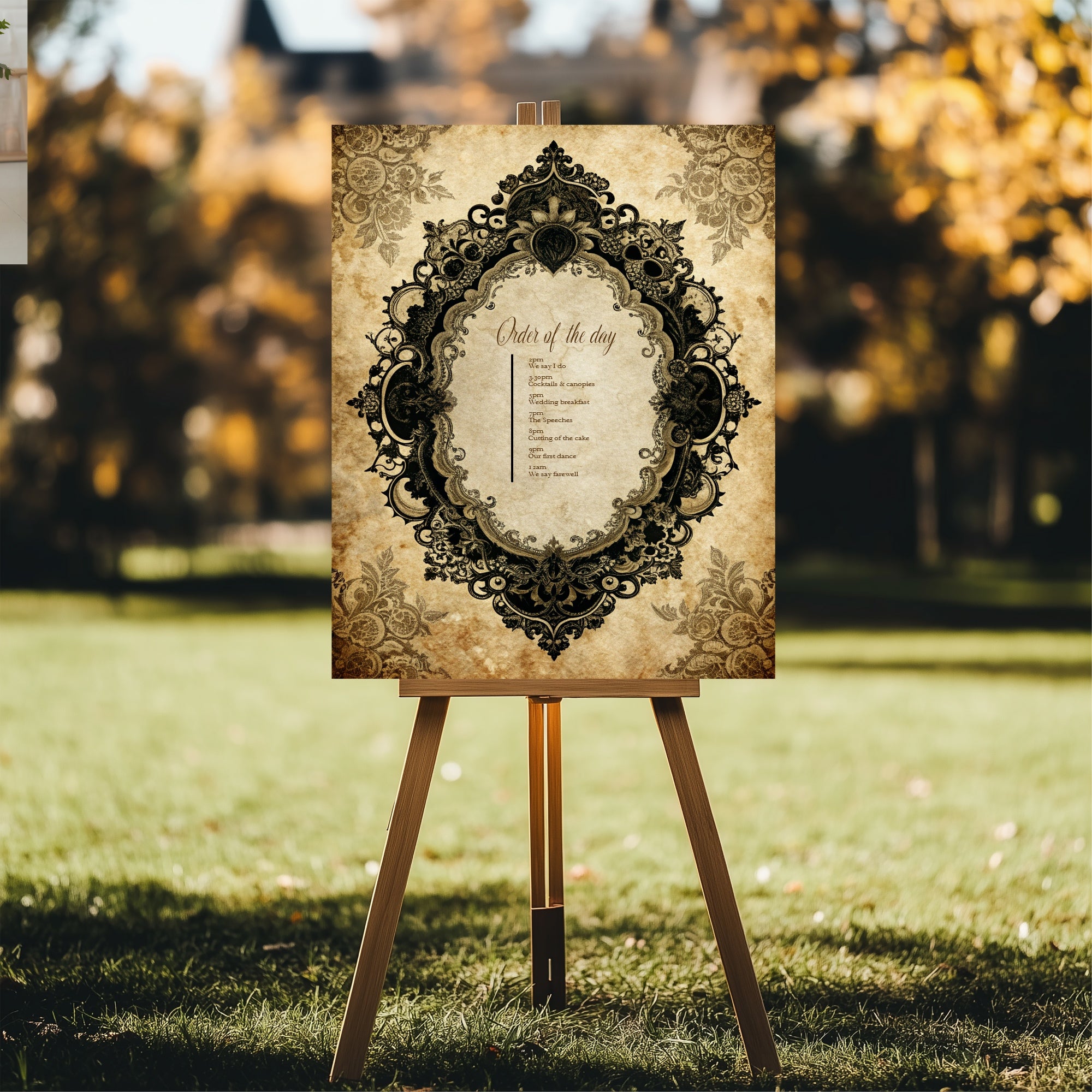 Black Lace Oval Frame Essentials Wedding Signage Bundle