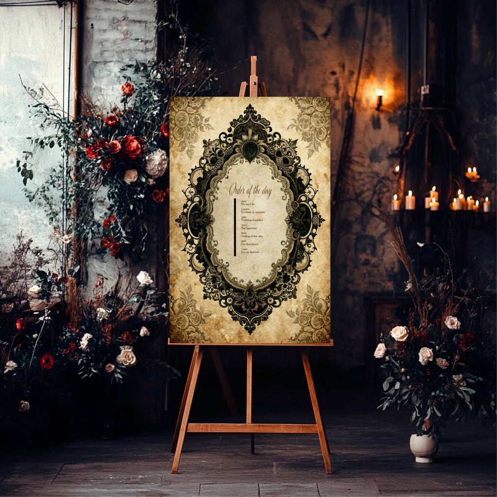 Black Lace Oval Frame Essentials Wedding Signage Bundle