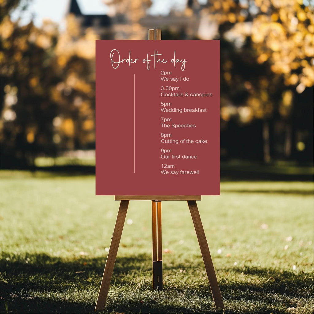 Rosewood Order Of The Day Wedding Party Sign - Larosier Prints