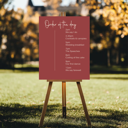 Rosewood Order Of The Day Wedding Party Sign