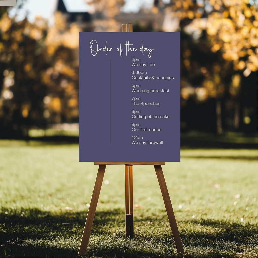 Sapphire Order Of The Day Wedding Party Sign - Larosier Prints